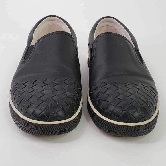 Bottega Veneta Slip On Shoes Black Leather Braided Low Top Men’s 39 US 9 - Picture 3 of 9